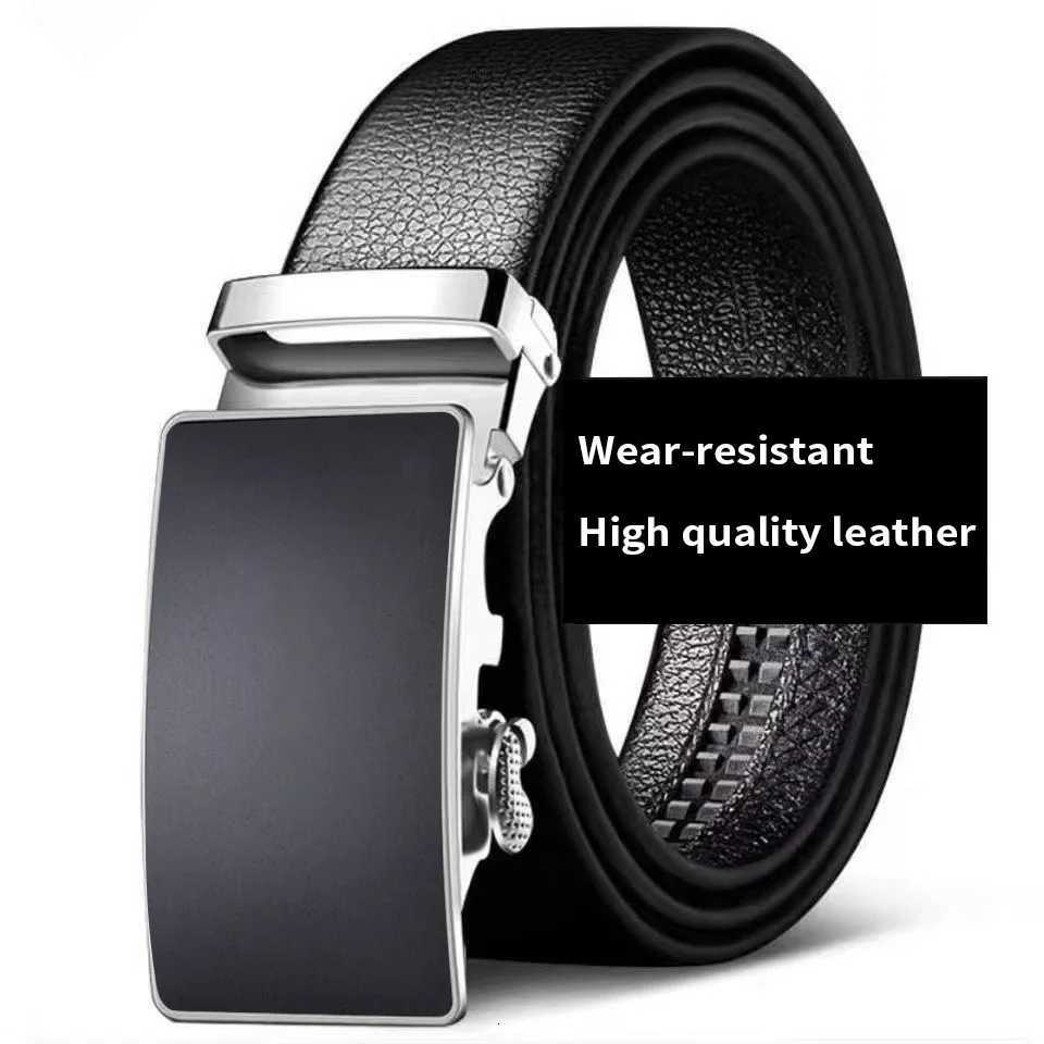 Cowhide belt mens leather belt automatic buckle mens top layer highend trendy buckle W251024