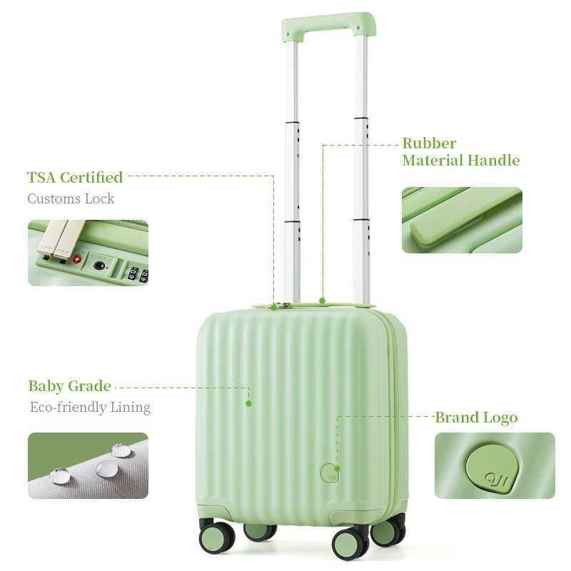 Aji Women Luggage Travel Suitcase Business 14Inch Suitcase TSA Lock Lightweight Hardshell Suitcase Airlines Men CarryOn LuggagW251024