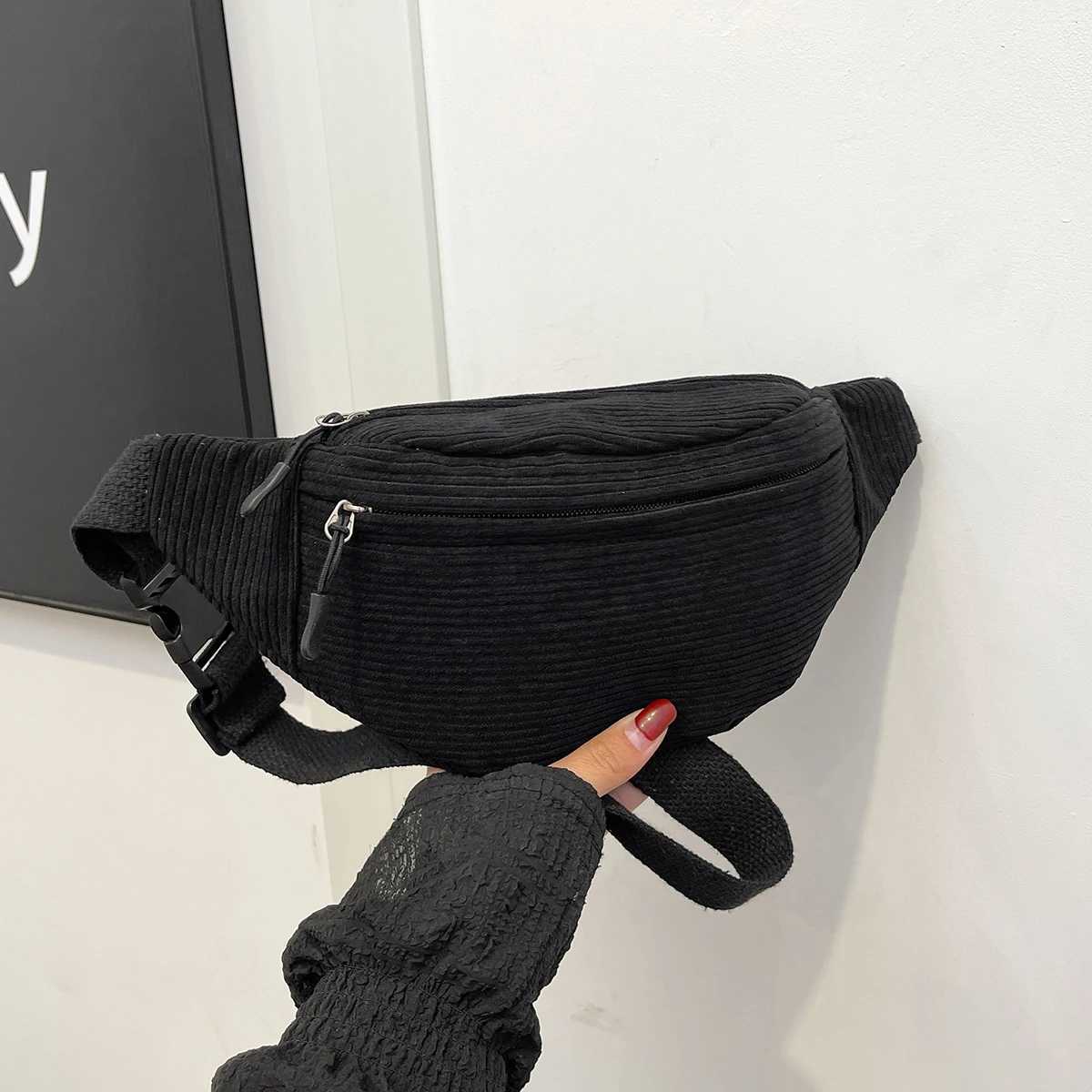 Waist Pack Bags Corduroy Fanny Pack Street Style Chest Bag Fashion Shoulder Crossbody Bags Casual Waist Belt BagL251024