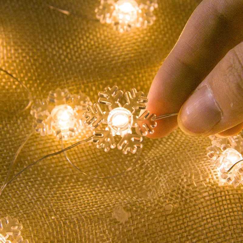 2M Christmas Santa Claus Snowflake LED Light String Garland Xmas Tree Fairy Light Christmas Decoration for Home New Year Navidad C251024