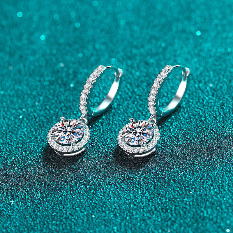 DHCollections-- Sterling Sier for Women Moissanite Round Hoop Earrings Plated with PT950 Gold Jewelry