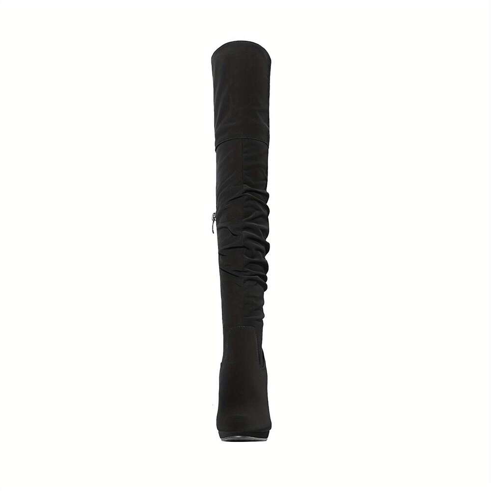 Women's Black Thigh High Chunky Heel Platform Over The Knee Boots Size 9.5 M US Sarah-Hi