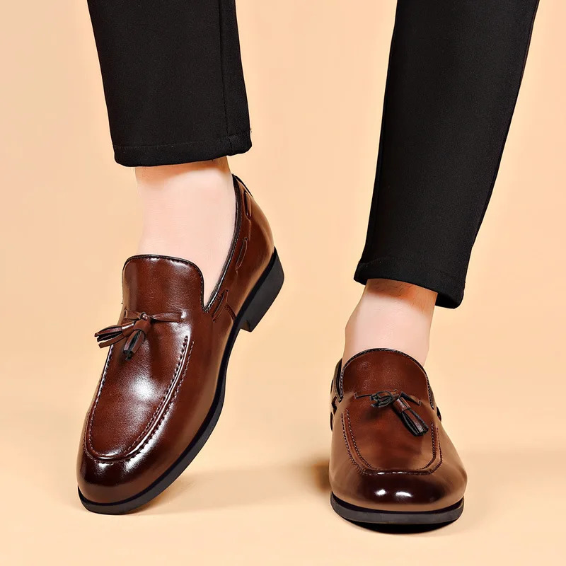 Mens Dress Shoes Business Leather Shoes Office Loafers Wedding Shoes Handmade Slip on Formal Shoe Big Size 48 251022