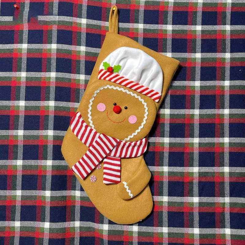 Christmas Gingerbread Men Stockings Large Size Personalized Stocking Hanging Decoration for Family Holiday Tree J251024