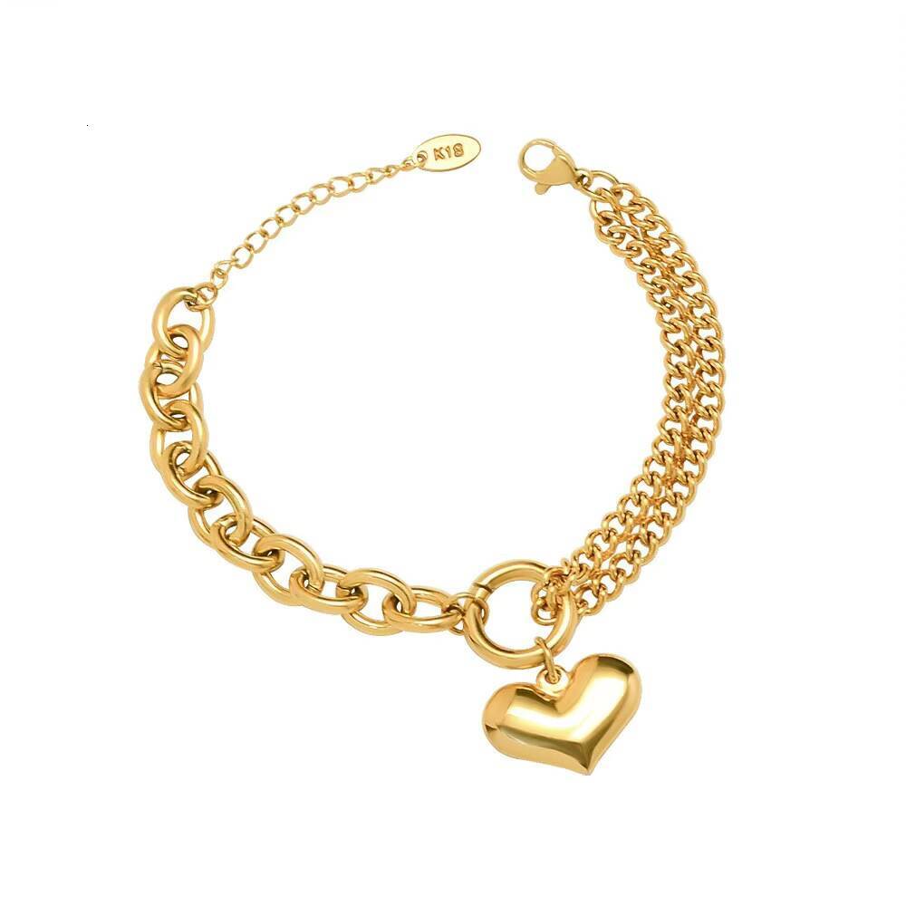 High Quality Retro Love Gold Bracelet Female Internet Celebrity Same Style Hip Hop Niche Simple NonFading Bracelet