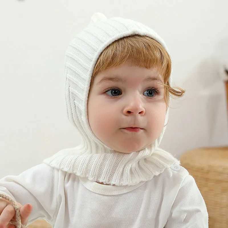 Autumn Winter New Newborn Baby Knitting Warm Scarf Cap Boy Girl Infant Solid Fashion Pullover Hat Kid Windproof Earmuffs CapsL251024