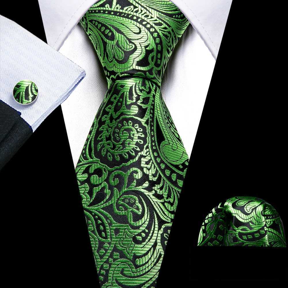 Fashion Silk Men Tie Green Teal e Solid Paisley Striped Plaid ral Necktie Handkerchief Cufflinks Set Barry Y251024