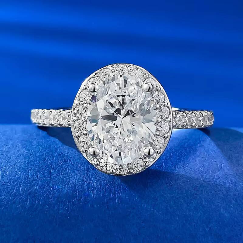 New 79 Oval Pigeon Egg High Carbon Diamond Ring Fashionable Simple 925 Silver Ring Rhodium Plated Gemstone Ring for Parties