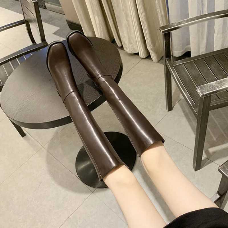 2024 Winter Cotton Women Knee High Boots Fashion Zippers Ladies Elegant Low Heel Long Booties Soft Leather Womens Footwear W251024