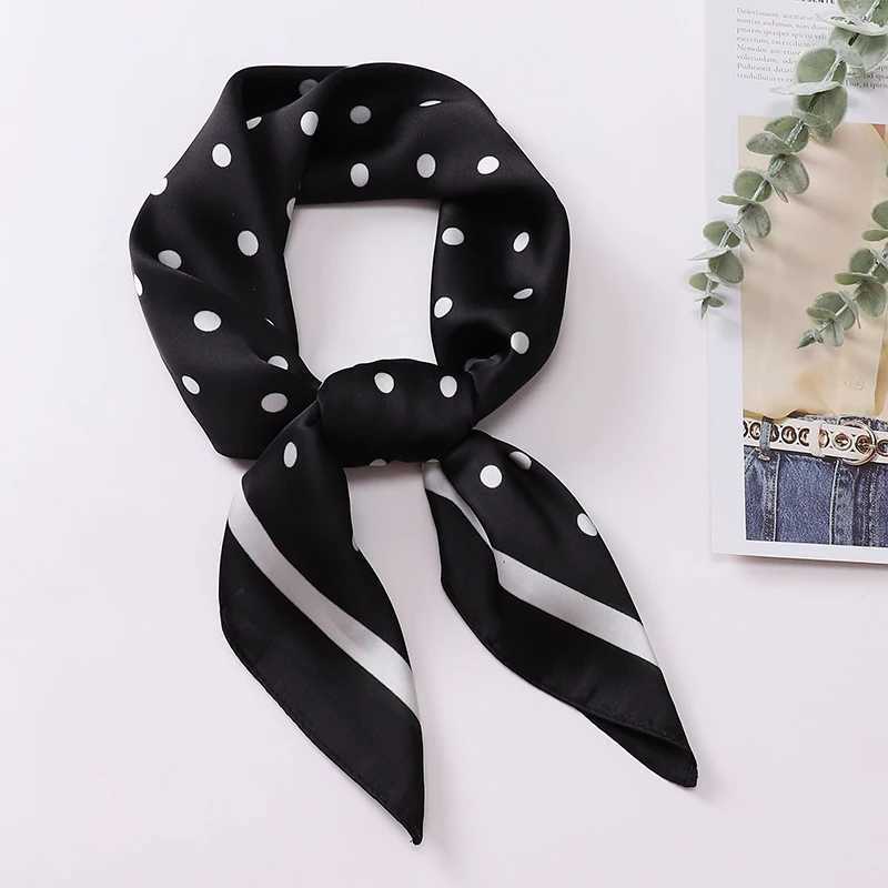 1pcs 70cm Fresh Polka Dot Printed Silk Scarf for Wen Imitation Silk Simple and Elegant Heaear Clothing Square Scarf Y251024