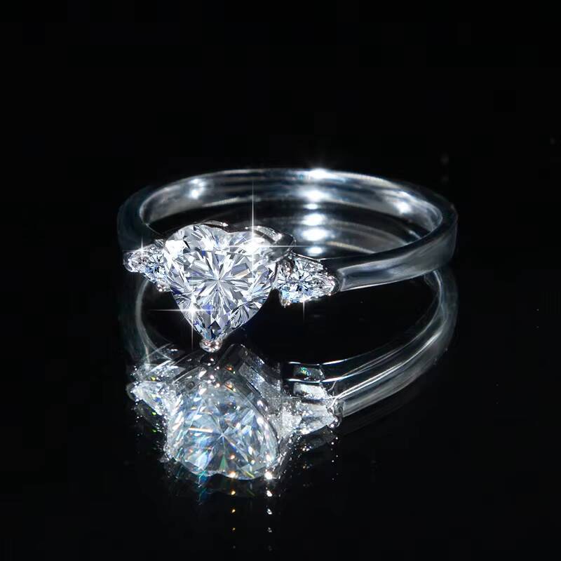Heart Shape 925 Silver 3CT Moissanite Engagement Wedding Ring With GRA Certificate for Women