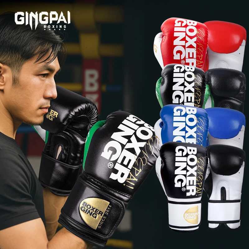 8 10 12 14oz Top Quality Adults WomenMen Golden Boxing Gloves Leather MMA Muay Thai Boxe De Luva Mitts Sanda Equipments Y251023