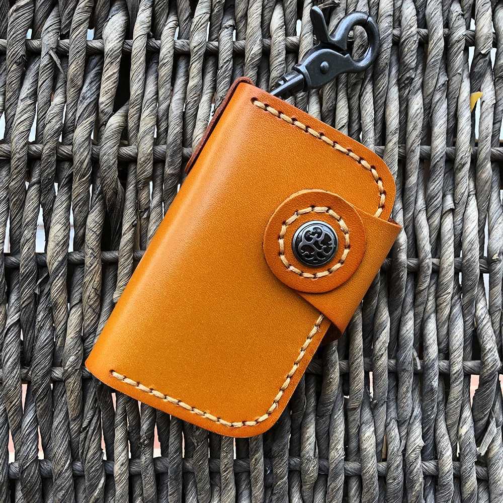 Hand Stitched Vegetable Tanned Leather Key Holder Durable Japanese Style Housekeeper Key Case Z251023