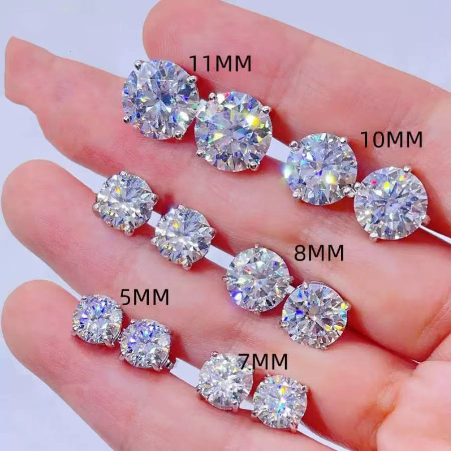 Fine Jewelry 4 Prongs Set CVD in White 14K 18K Gold Women Earrings 1 Carat 6.5mm Lab Grown Diamond Earrings Studs