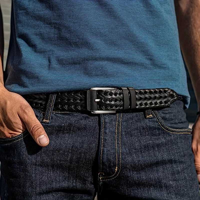 Mens Belt Casual Sports Hollow Woven Waistband Jeans Waistband Gift for Dad or Boyfriend W251024