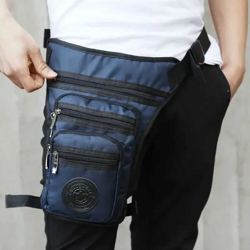 Rider Motorcycle Waist Leg Bag for Men Nylon Cross Body MultiPockets Male Messenger Shoulder Waist Fanny Pack BagsL251024