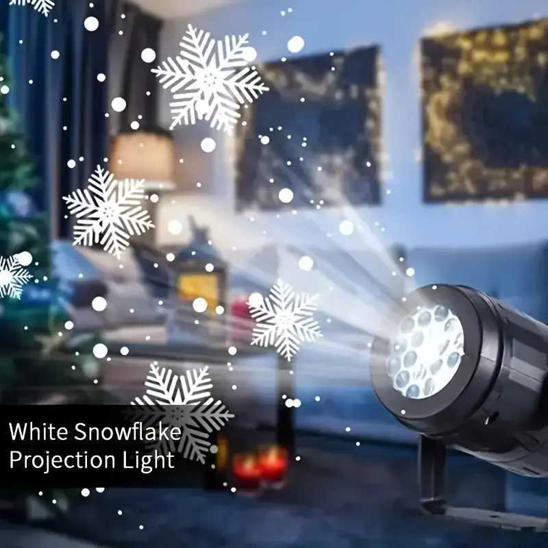 USB Powered Snowflake Projector Light White Snow Pattern Rotating LED Stage Lamp for Holiday Party Christmas Decor New Year Gift C251024