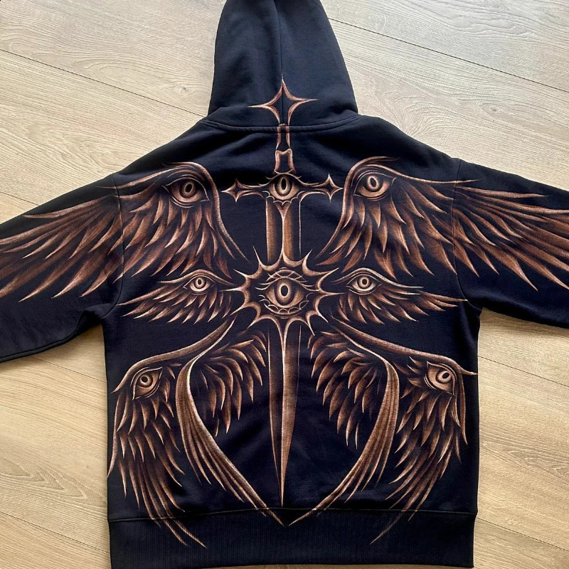 Sunbulached Creative Graffiti Unisex Casual Hoodie Y2K Gothic Harajuku Sweatshirt Retro Mythical Graphics Hip Hop Street 251018