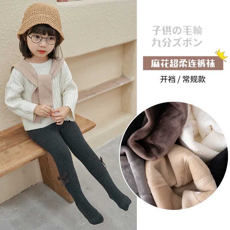 infant baby kids Polar Fleece Lining pantyhose winter plus velvet thick cotton bow child keep warm Twist toddler girls leggingsT251024
