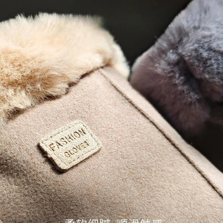 Womens winter warm riding gloves with thickened fleece for cold and windproof touch screen winter suede 251023