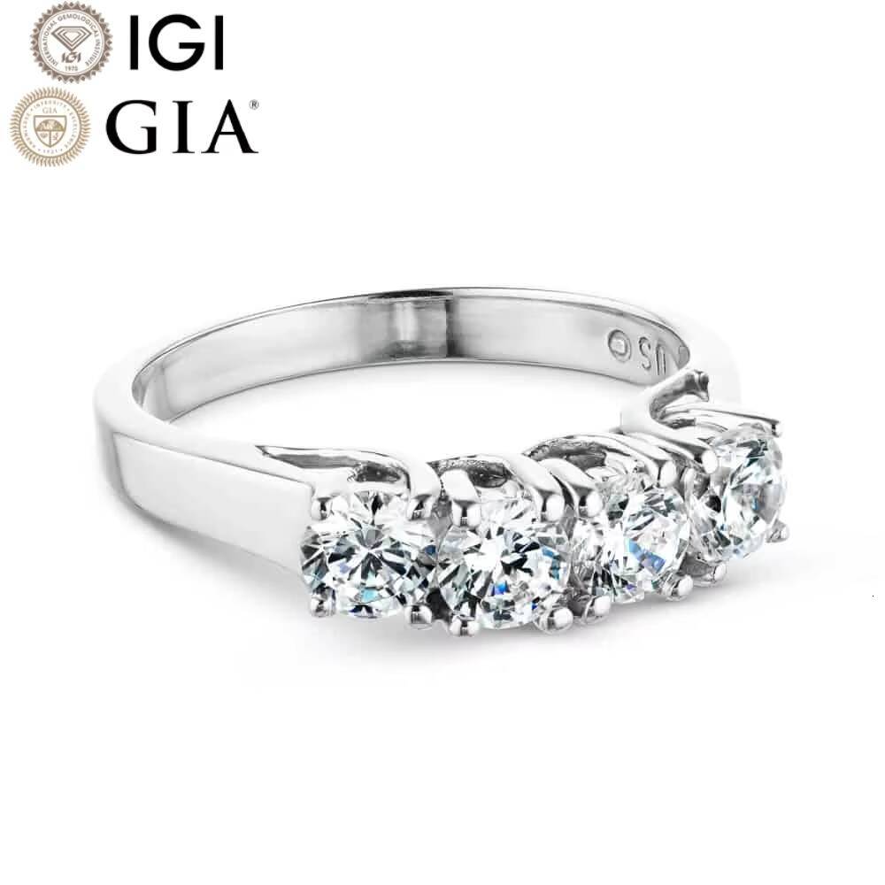Gia Igi Certified VVS CVD Lab Grown Created Diamond 14K18K Solid Gold Half Eternity Wedding Band Ring for Women Rhodium Parties