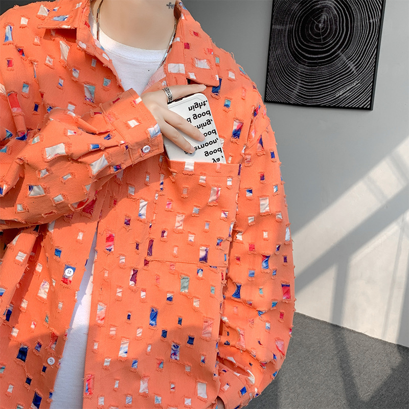 PFHQ Mens Loose Hollow Street Clothing Personalized Cool Outdoor Single Chest Autumn Chic Coat 21F3411 241126