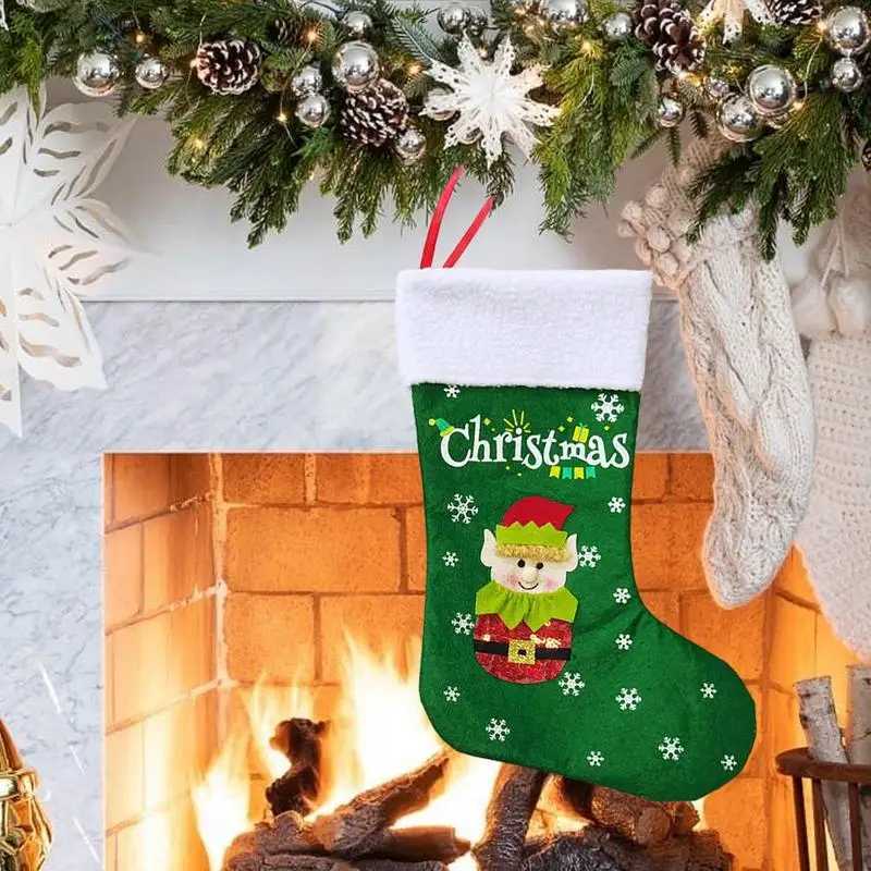 Christmas Stockings Merry Christmas Hanging Sock Rustic Christmas Stockings Hung Xmas Tree New Year Holiday Decoration J251024
