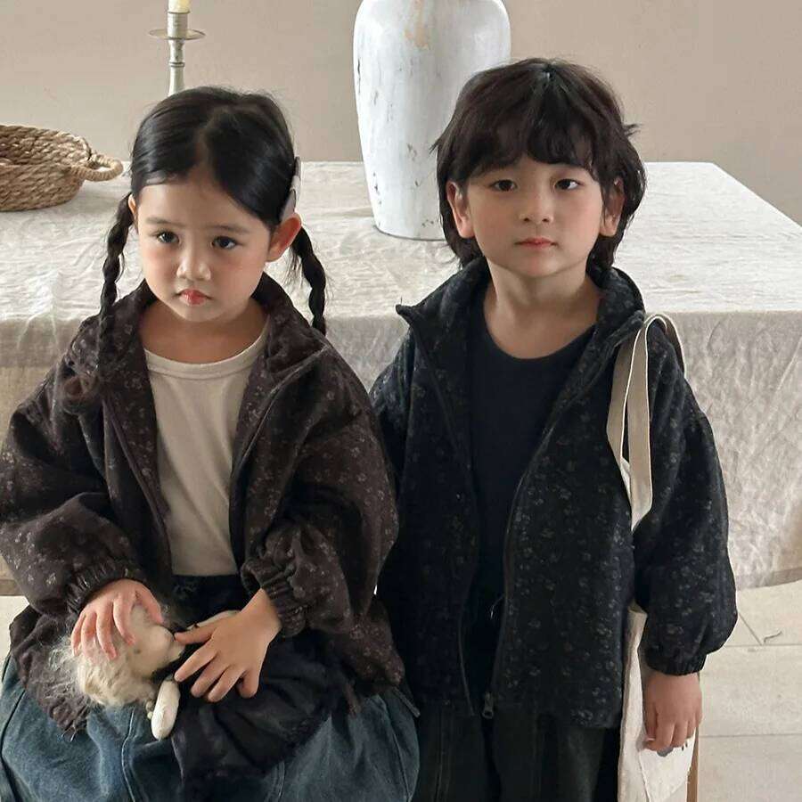 Autumn Children Coat Cotton Floral Printed Infant Babys Zipper Jackets Loose Retro Toddler Little Boys Outerwear Coats