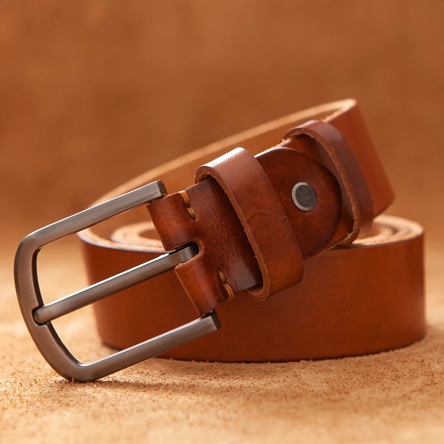 Top Cow genuine leather belts for men high quality fashion style vintage brown cowboy male belt 251013