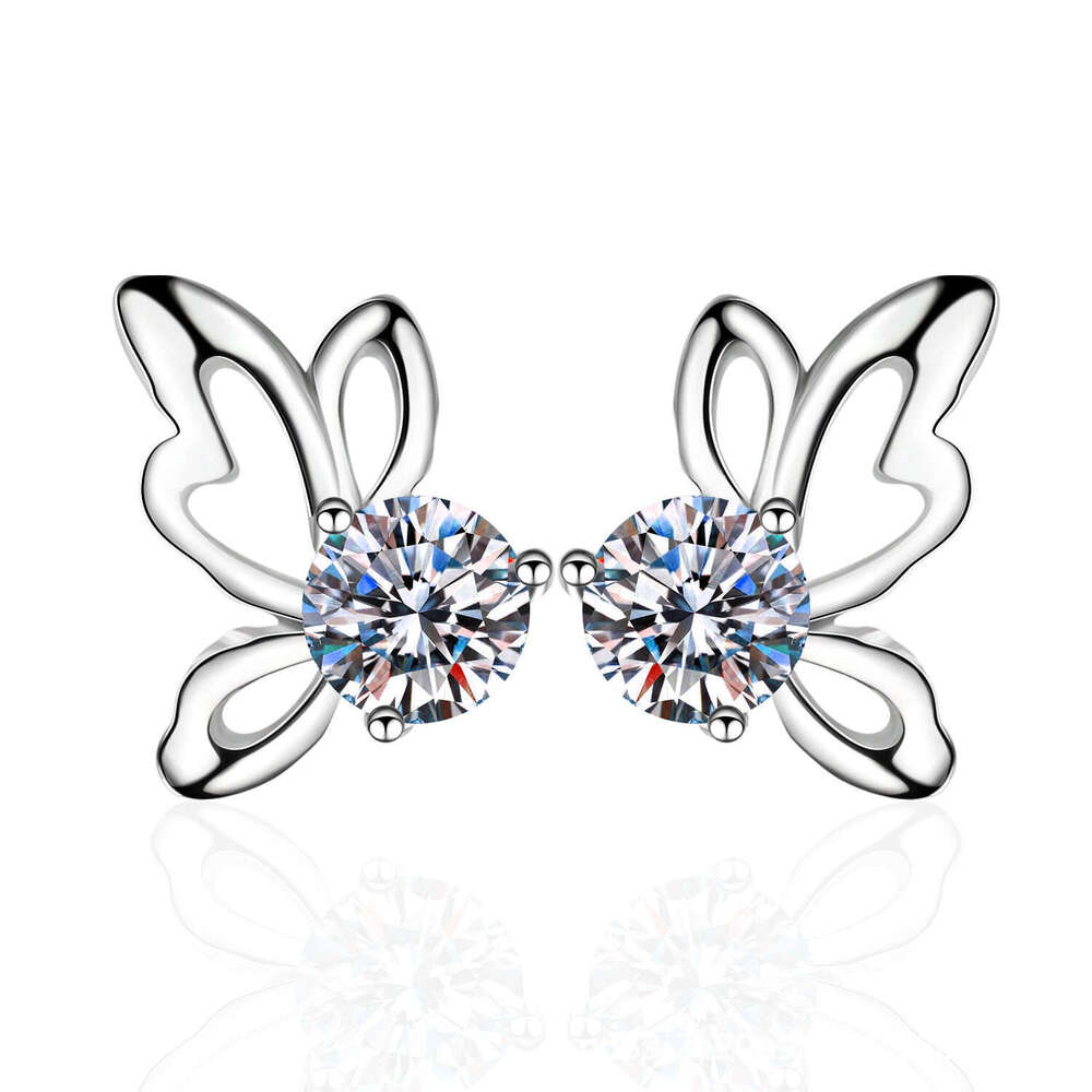 DHCollections-- 2020 New Pure Sier for Women Four-Prong 1 Moissanite Butterfly Versatile Earrings