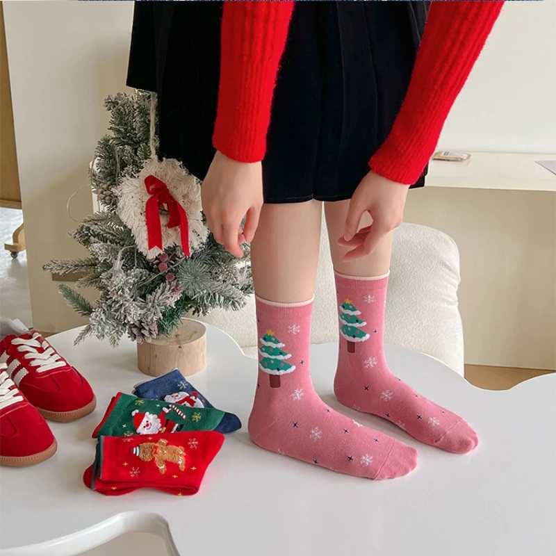 24 Pairs of Christmas Stockings for Autumn and Winter Snowman Christmas Tree Comfortable and Breathable Socks J251024