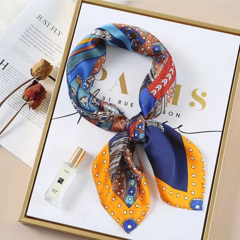 Luxury Spring New Imitated Silk Scarf Wen Fashion 70cm Print Square Scarf Soft Satin band Shl Wr Hijab Foard Ribbon Y251024