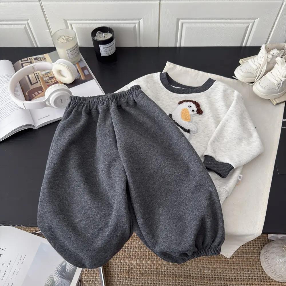 2025 Free Shipping Kids Duck Plush Set 2-Piece, Cute Animal Print Long Sleeve Top and Pants, Cotton Spring Autumn Outfit