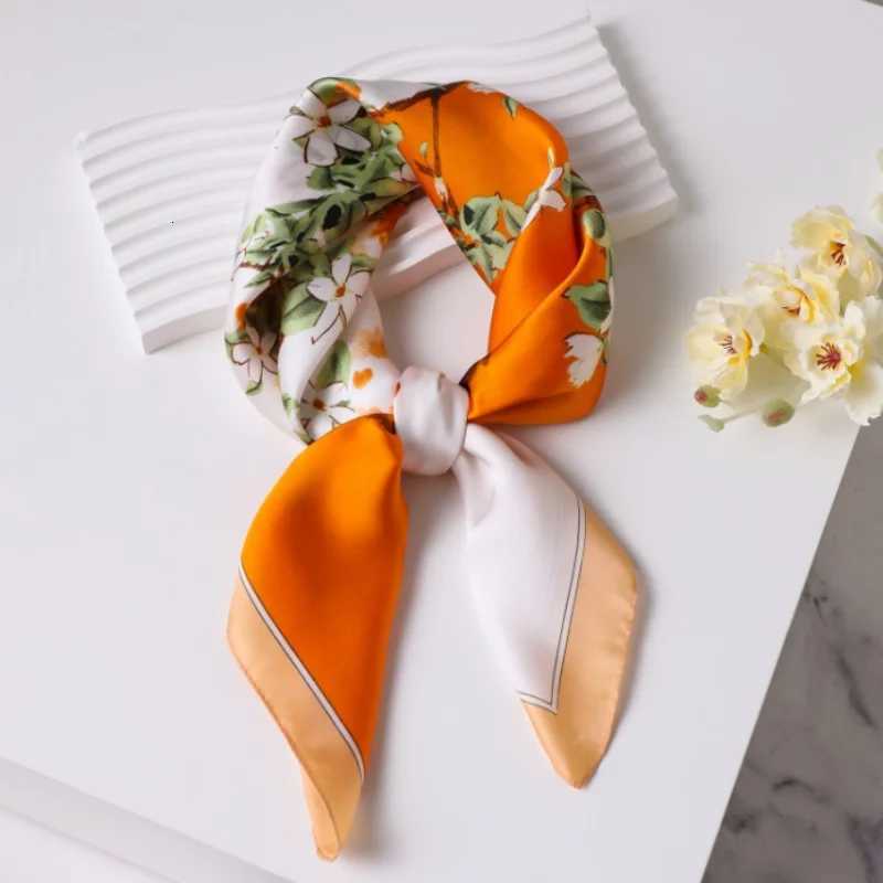 Luxury Printed Silk Scarf Wen Simated Silk Elegant e Versatile Heaear Bag Accories Clothing Fashion Square Scarf Y251024