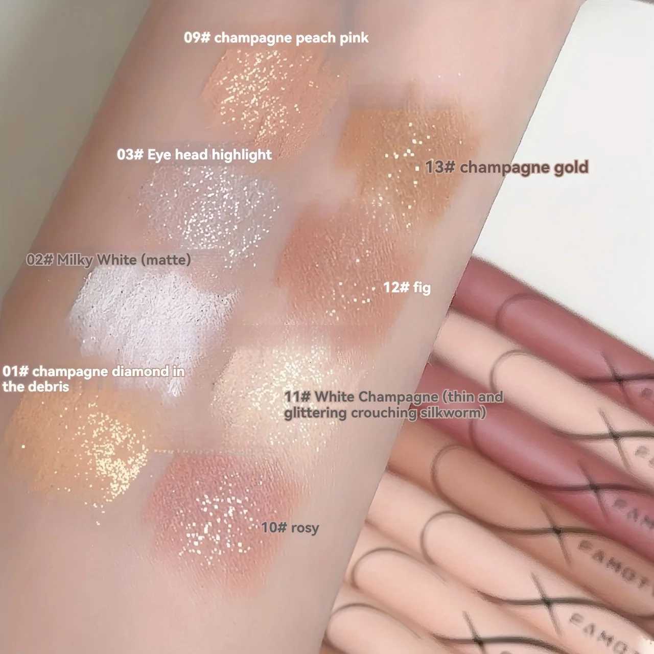 Pearl Lying Silkworm Matte Glitter Eyeshadow Stick Highlighter Eye Shadow Pen White Pearlescent Brightening Eyeliner CosmeticL251024
