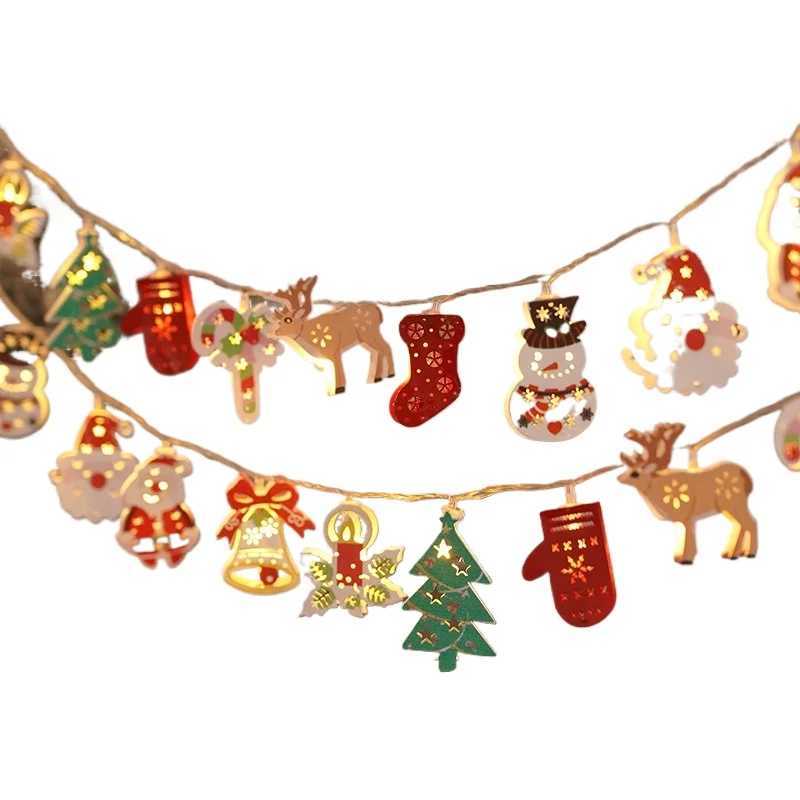 Christmas Deer Snowflake LED String Lights Battery Powered Fairy Lights Xmas Tree Ornament Decoration 2024 Navidad Gift New Year C251024
