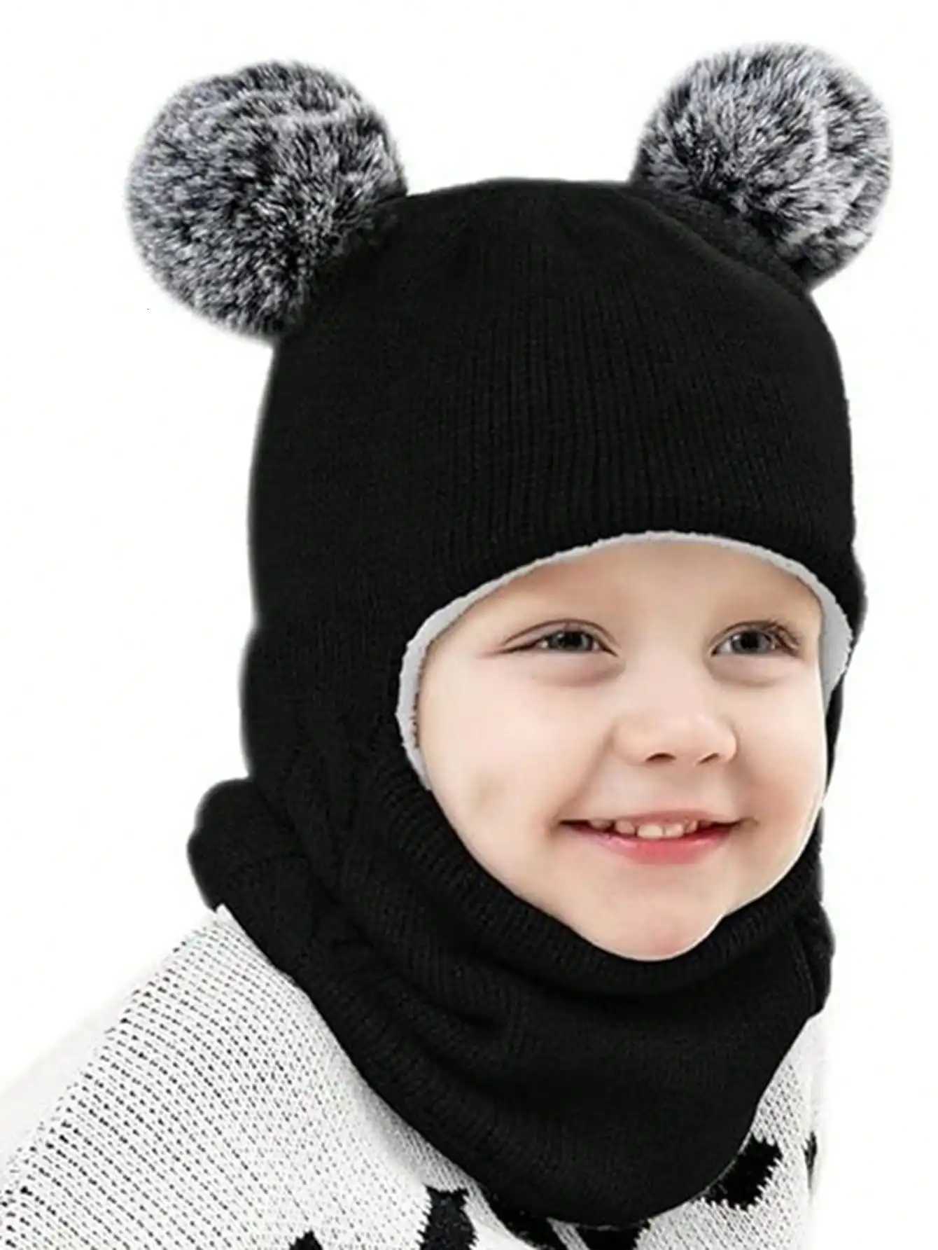 Childrens hats for 38 years old velvet earprotecting scarves for boys in autumn and winter onepiece hatsL251024