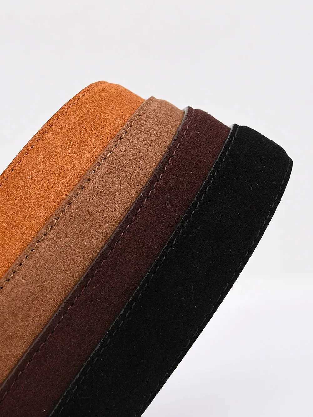 Fashion Womens Suede Leather Belts for Jeans Dress Pants Black Brown Belts Adjustable Ladies Waist Belts with Gold Buckle W251024