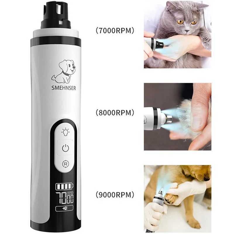 Electric Pet Nail Grinder With LED Light Cat Dogs Nail Clippers USB Rechargeable Paws Nail Cutter Pet Grooming Trimmer Supplies Z20251024