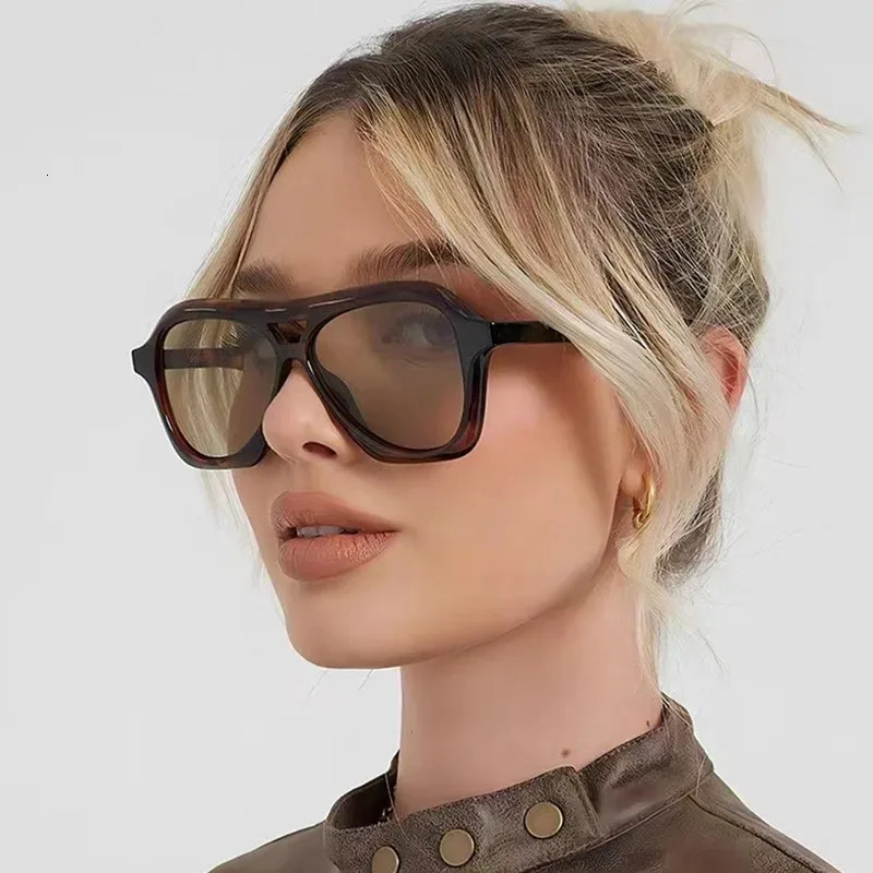 Retro Women Double Beam Sunglasses Glasses Ins Fashion Gradient Eyewear Men Eyeglasses UV400 Goggles 251023