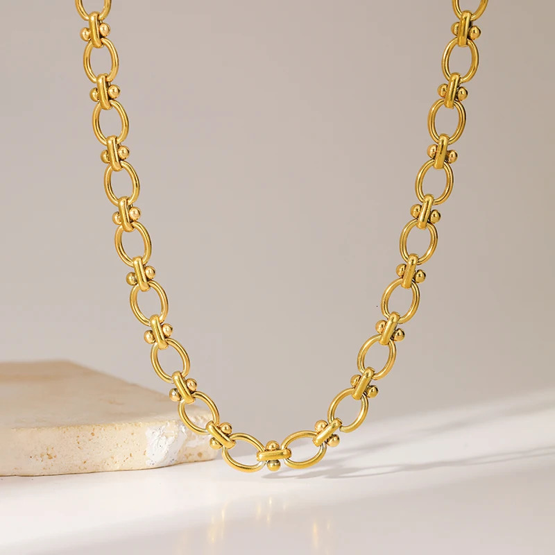 EILIECK 316L Stainless Steel Metal Chain Necklace For Women Fashion 18K Gold Plated Neck Chain Waterproof Jewelry Lady Gift 251016