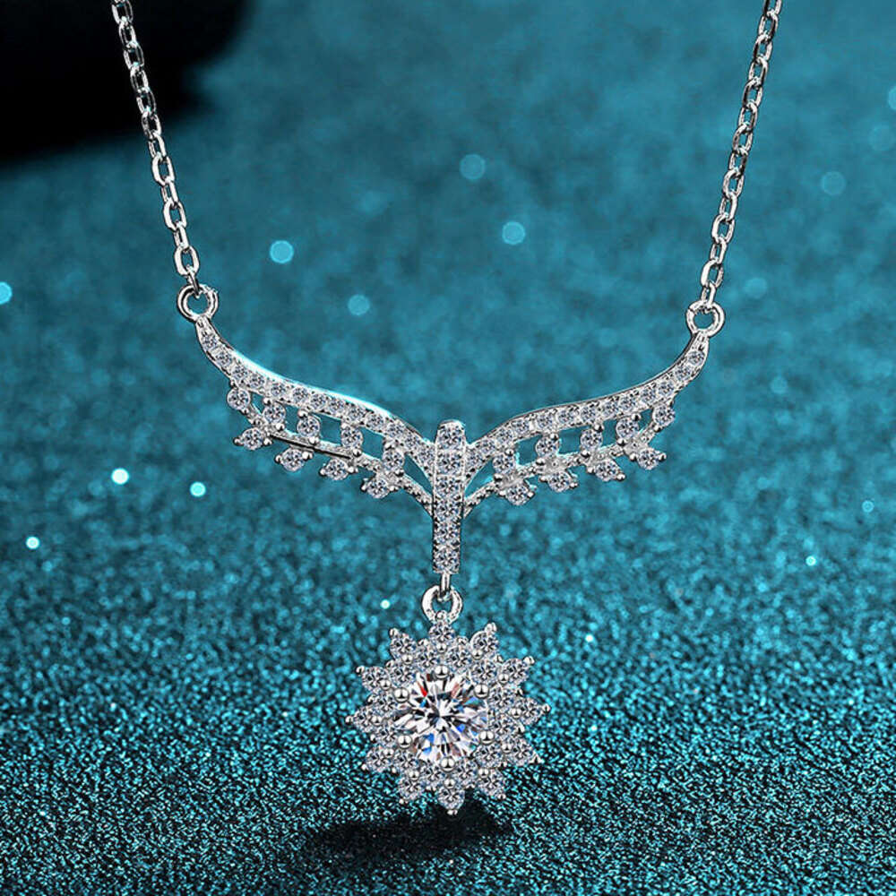 DHCollections-- S Pure Sier Four-Prong Women's 50 Moissanite Necklace Simulated Dia Collarbone Chain Direct Verification