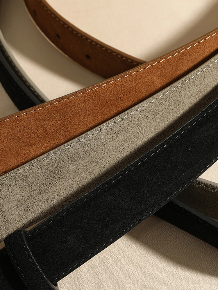 Womens Fashion Suede Leather Belt Adjustable Vintage Alloy Buckle Stylish Versatile Waistband for Jeans And Dresses 251013