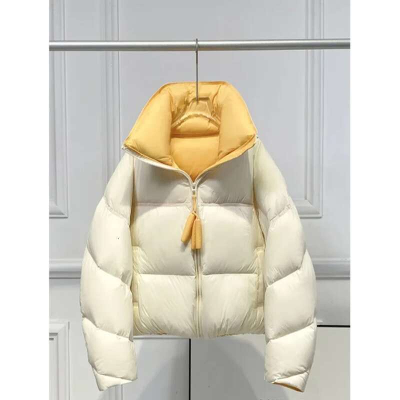 2025 New Autumn Winter Fashion Parkas Jacket Lady Thick Warm Bread Outwear Vertical Collar Down Cotton Coat Women Short Top Womens Coat
