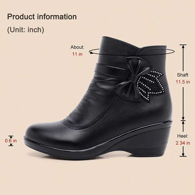 Fashion Winter Women Ankle Boots PU Leather Female Thick Plush Warm Snow Boots Mother Waterproof Nonslip Booties Luxury W251024