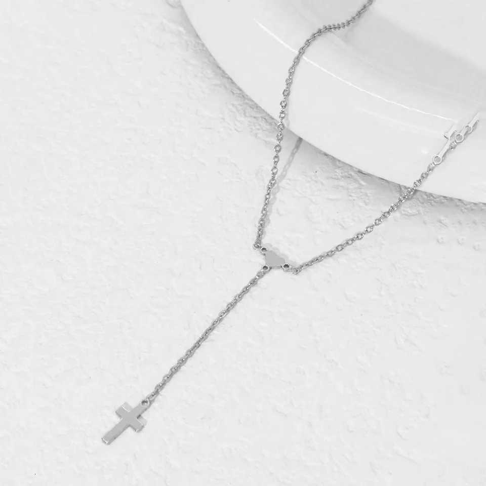 DGIDDK Simple Mini Heart Cross Pendant Stainl Steel Chain Y She Womens Necklace Party Fashion Jewelry AccoriesXJ251024