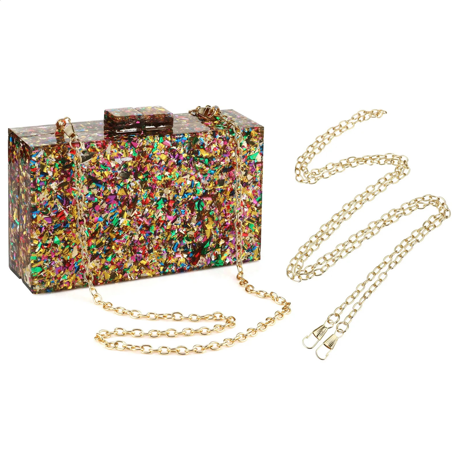 Acrylic Purses Handbags for Women Trend er Multicolor Perspex Geometric Patterns Box Clutch Banquet Evening Crossbody Bags 251023