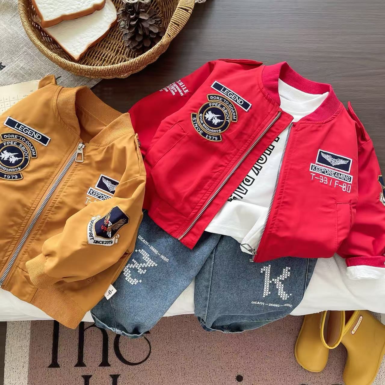 2025 New Hot Boys' Autumn Set, Children's Handsome Baseball Clothes, Baby Long Sleeve Three Piece Set, Free Shipping