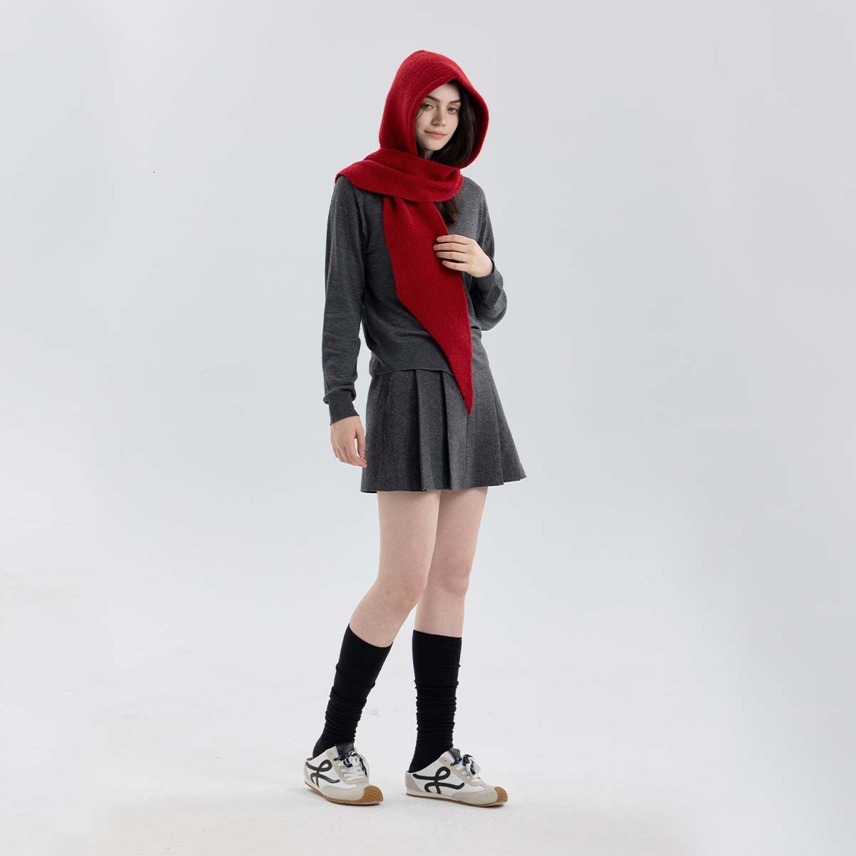 New Pullover One-piece Warm Knitted Wool Neck Warmer Autumn Winter Hooded Scarf for Women Outerwear