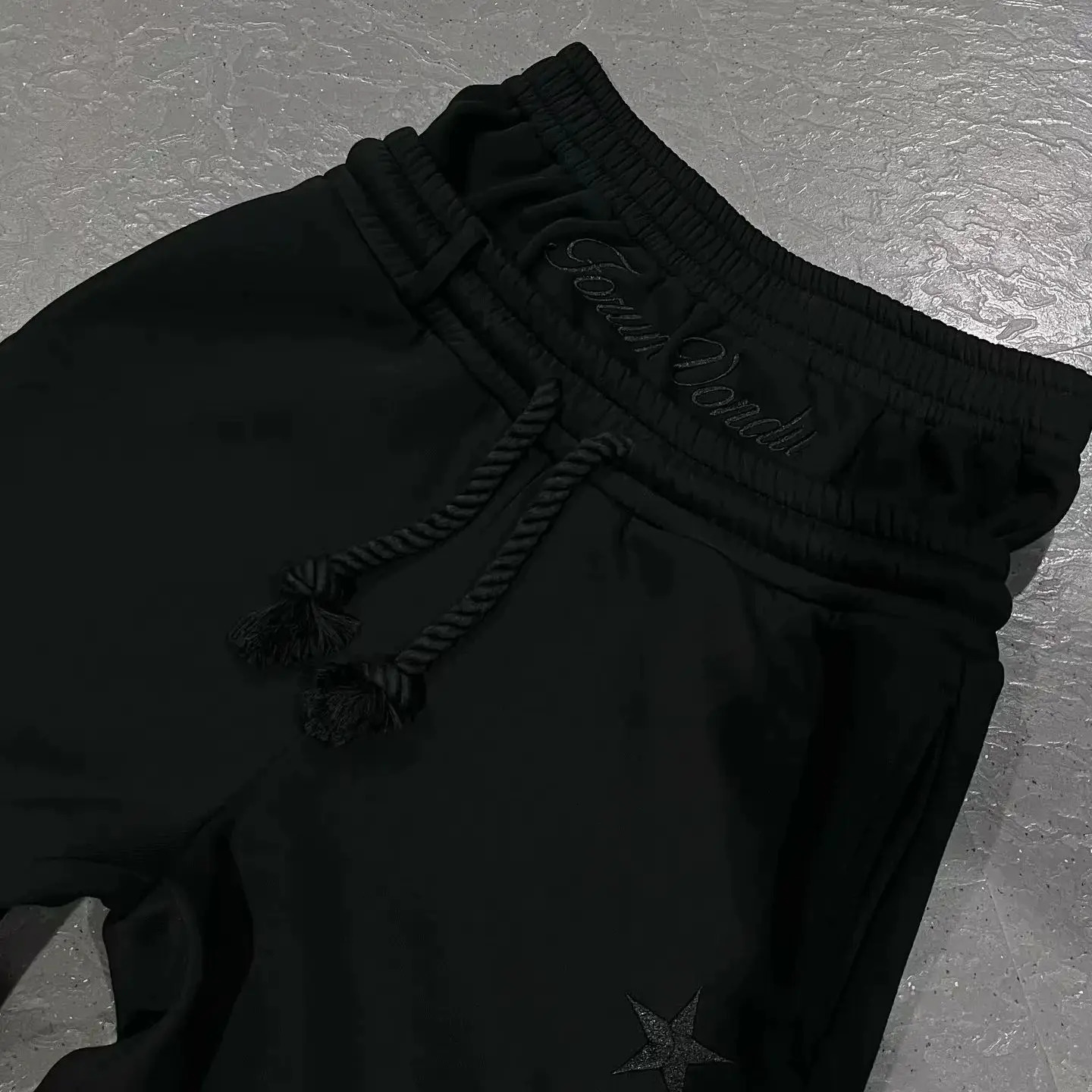 Harajuku Loose Double Waisted Sweatpants Y2K American Solid Color Letter Embroidery Casual Pants Hip Hop Drawstring Waist Jogger 251020